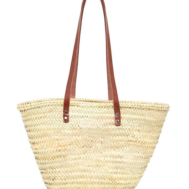 NomadWeave Ltd – wholesale Beach bag – French Basket Straw Bag with Leather Handles -Market Basket