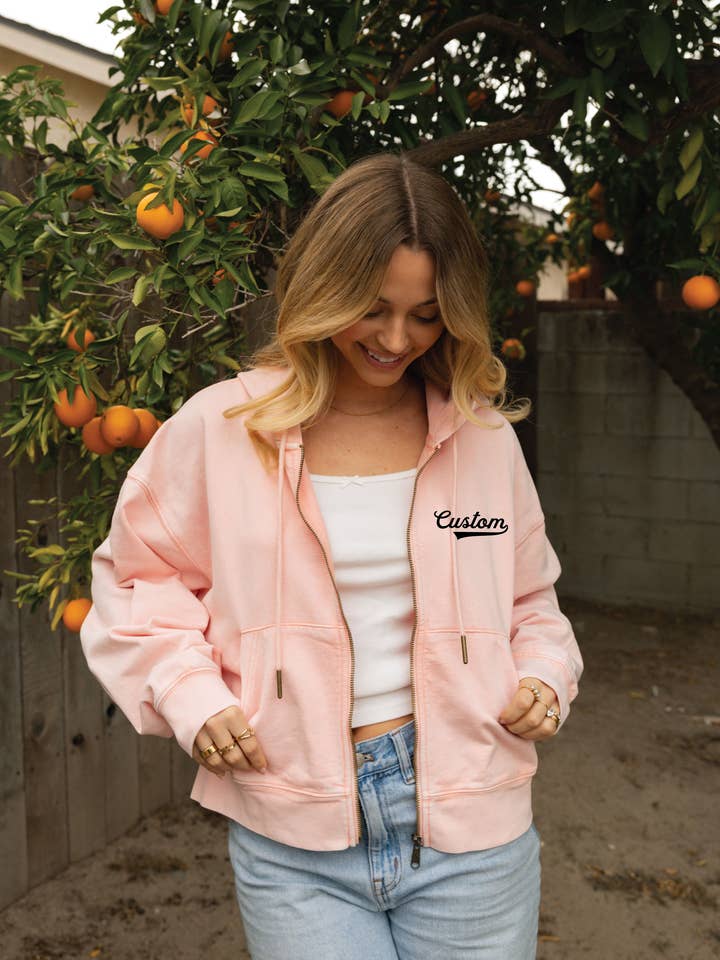 OAT COLLECTIVE - Wholesale Jacket – Women's - CUSTOM Cropped Mineral Zipper Hooded Pullover 2