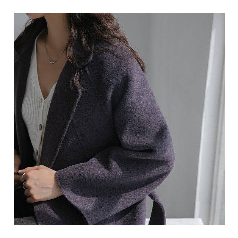 UZ Wholesale Store - Wholesale Coat – Women’s - Solid Color Double-Faced Cashmere Knee-Length Coat5