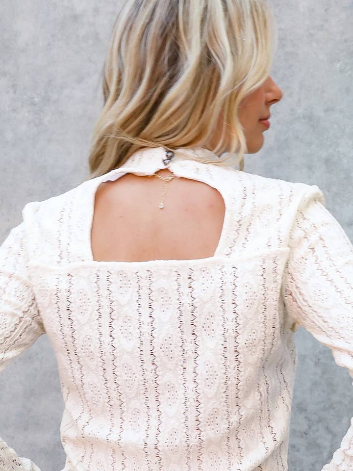 GRÄDDE Mock Neck Långärmad spetströja för wholesale på Faire