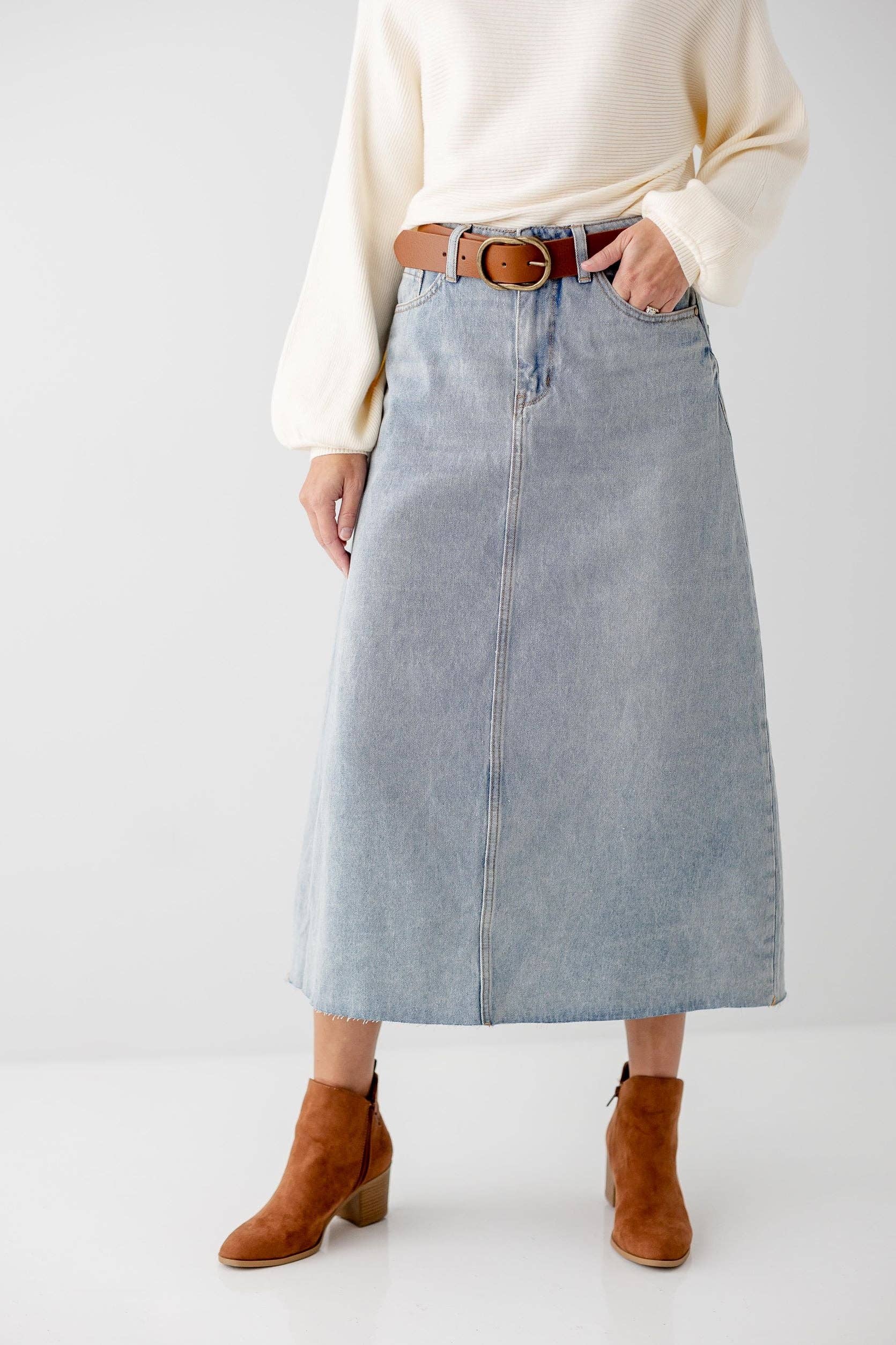 The Main Street Exchange - Wholesale Rok - Dames - 'Brooke' A-lijn denim midirok16