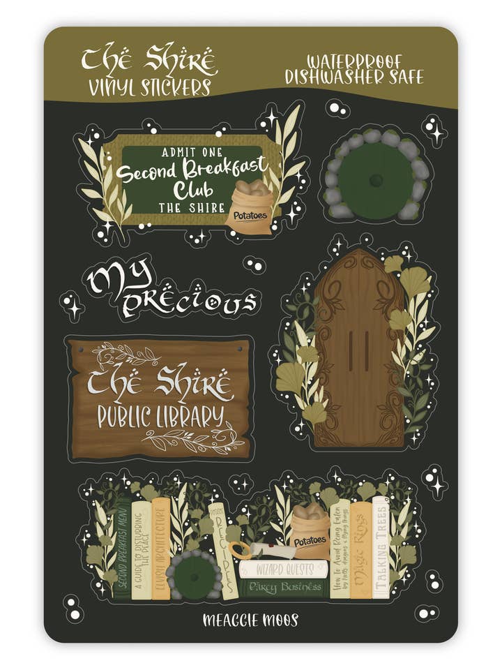 The Shire Waterproof Vinyl Sticker Sheet for wholesale by Meaggie Moos