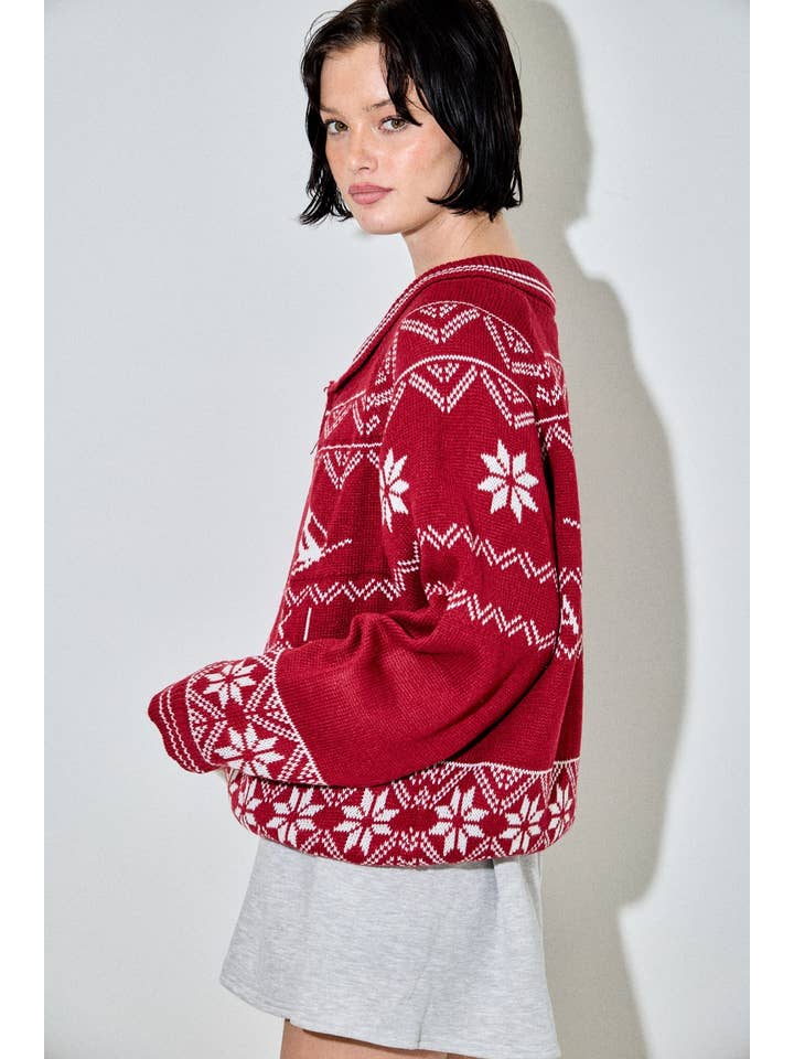 Baevely by Wellmade USA - Wholesale Knit Sweater - Women's - APRES SKI PRINTED SWEATER7