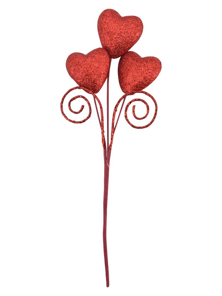 Pico de Corazón Rojo Brillante de 12" con Remolino para venta al por mayor de Tremont Floral Supplies