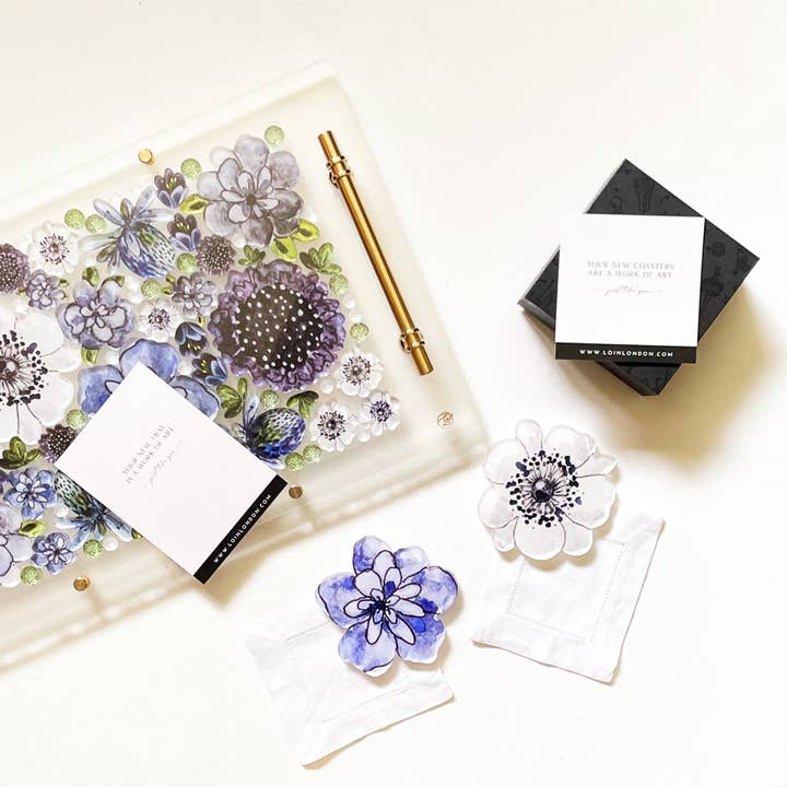 LO in LONDON® - Wholesale Coasters - JULIE ACRYLIC FLORAL COASTER SET2