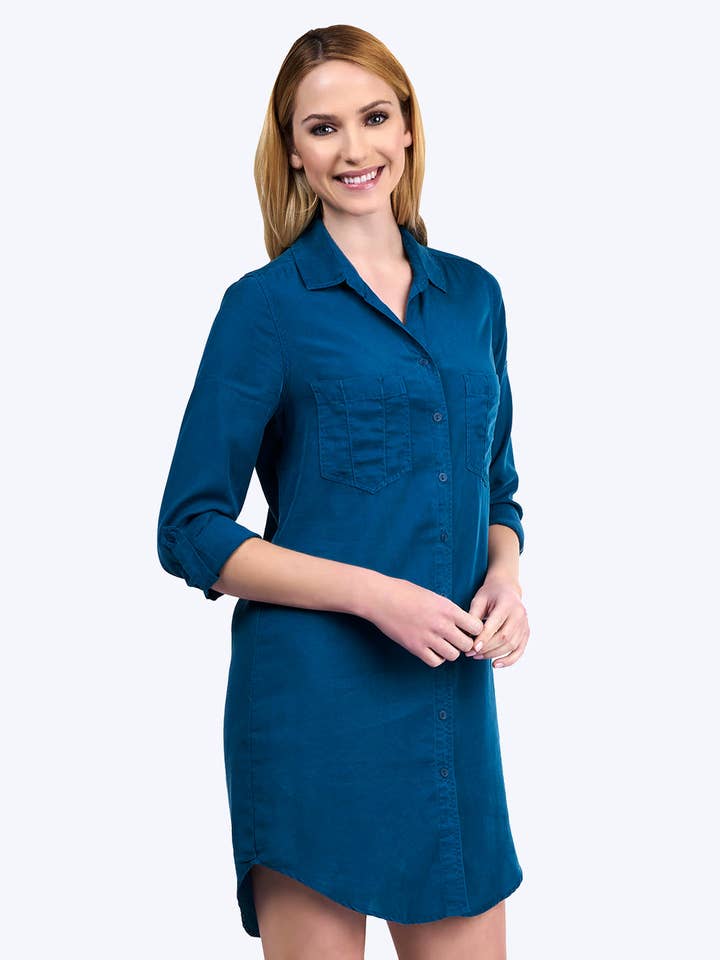 Tianello "Ivy" Light Weight TENCEL™ Savoir Shirt Dress for wholesale by Tianello