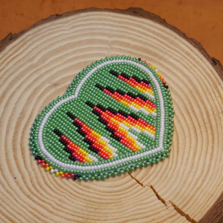 Handmade Native American Beaded Rosette Patch Applique for wholesale by KANGURAH