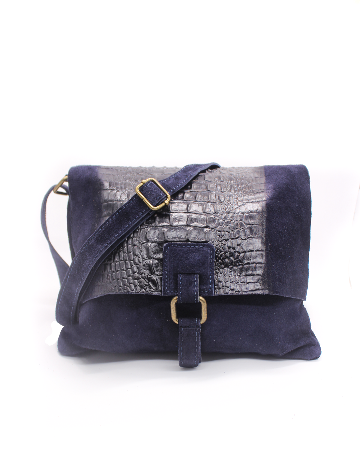 Ellas Trading - Venta al por mayor Bandolera - Mujer - Bolso cruzado de cuero de gamuza italiana suave con estampado de cocodrilo6