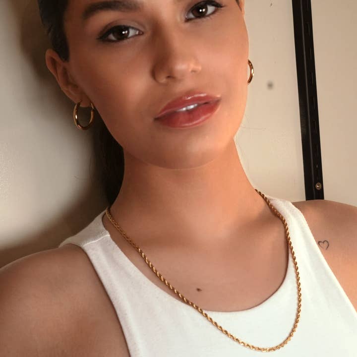 BALHAM: Rope Chain Textured Gold Necklace for wholesale by HACKNEY NINE