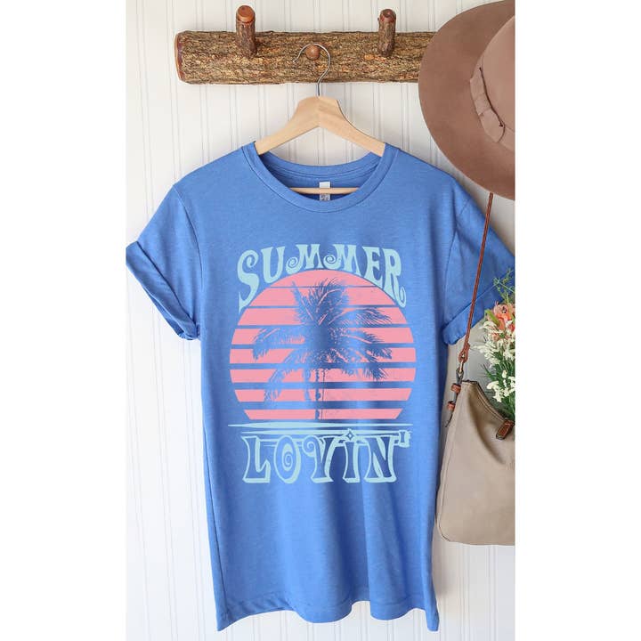 Kissed Apparel - Wholesale Screen Printed T-Shirt - Women's - Retro Summer Lovin Palm Tree Graphic Tee