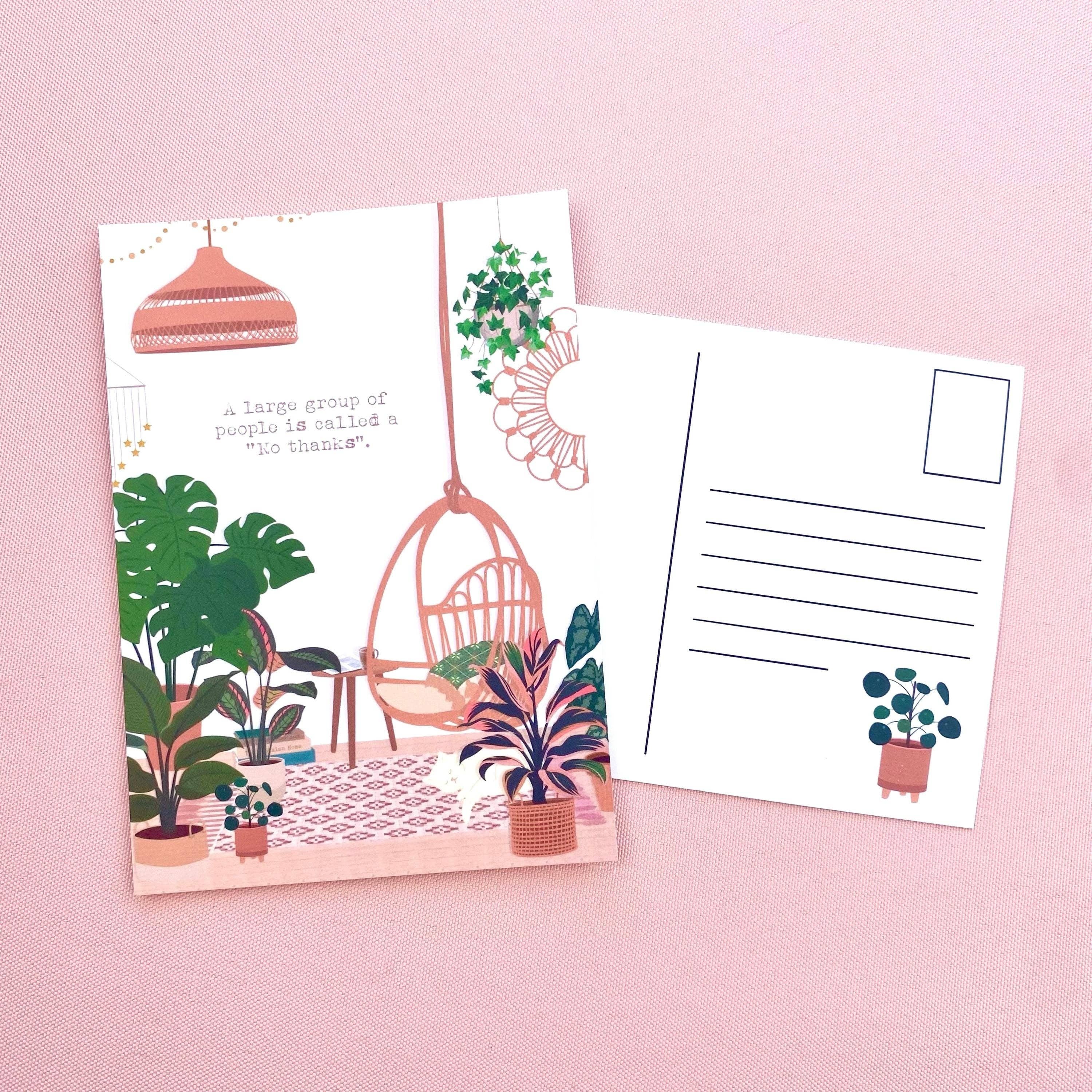 Ditsy & Stitch - Wholesale Postcard - Introvert Houseplant Room Postcard1