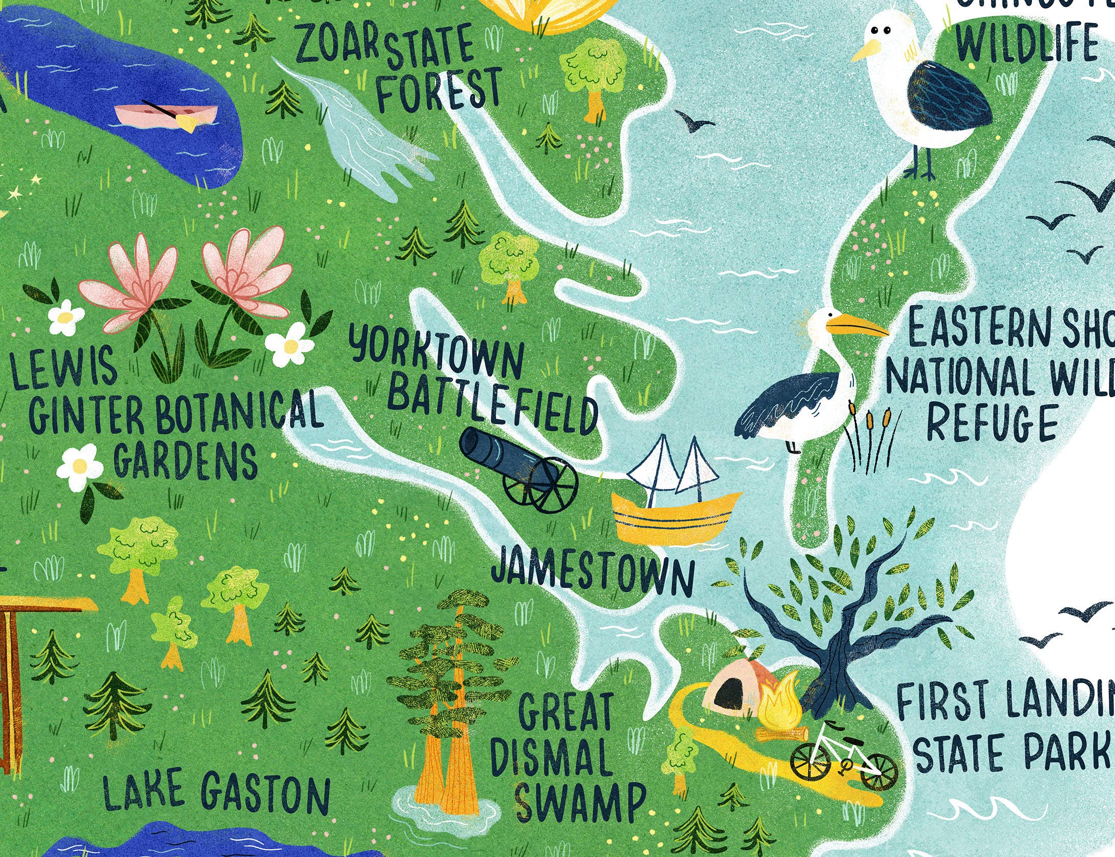 Cherilyn Colbert - Wholesale Art Print - Virginia Illustrated Map Art Print Wall Decor3