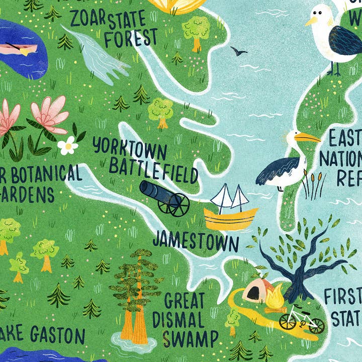 Cherilyn Colbert - Wholesale Art Print - Virginia Illustrated Map Art Print Wall Decor3