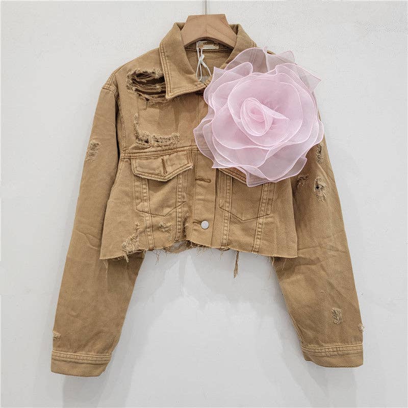 SALINA TRADING INC - Wholesale Denim Jacket - Women's - Distressed Denim Jacket with Floral Design14