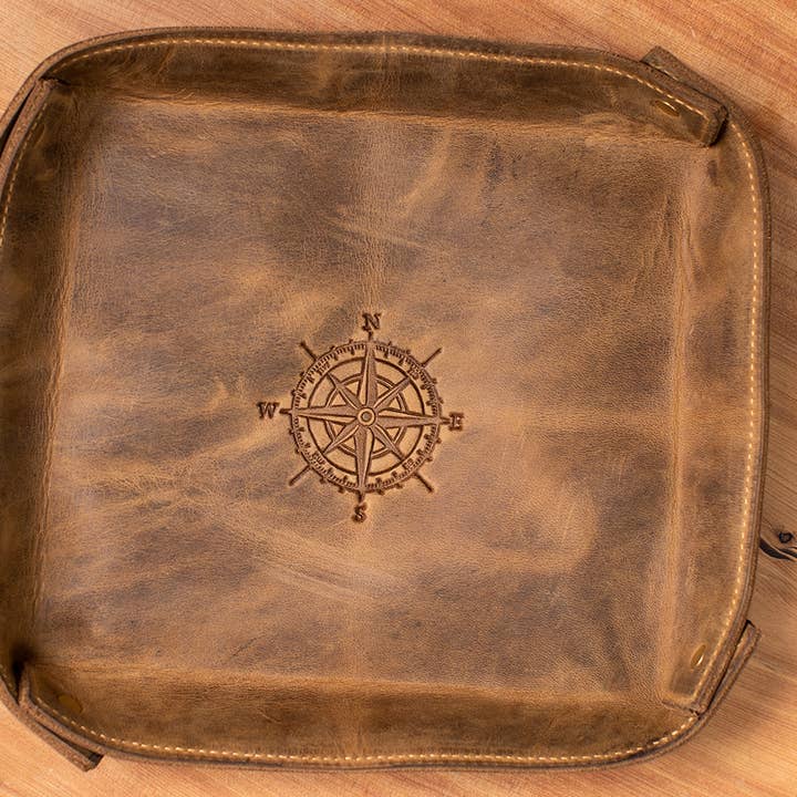 Lifetime Leather Co - Wholesale Decorative Tray - Leather Valet Tray - San Tan Series Double