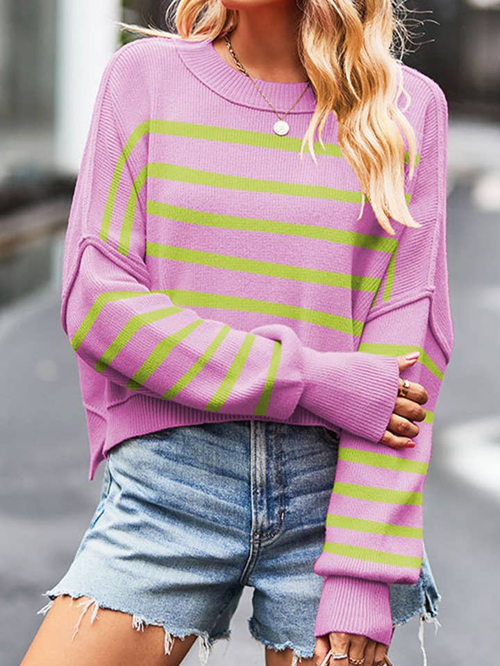 Lily Clothing - Wholesale Knit Sweater - Women's - WOMEN OVERSIZED SHORT HEM CREW NECK JUMPER TOP_CWOSWL03283