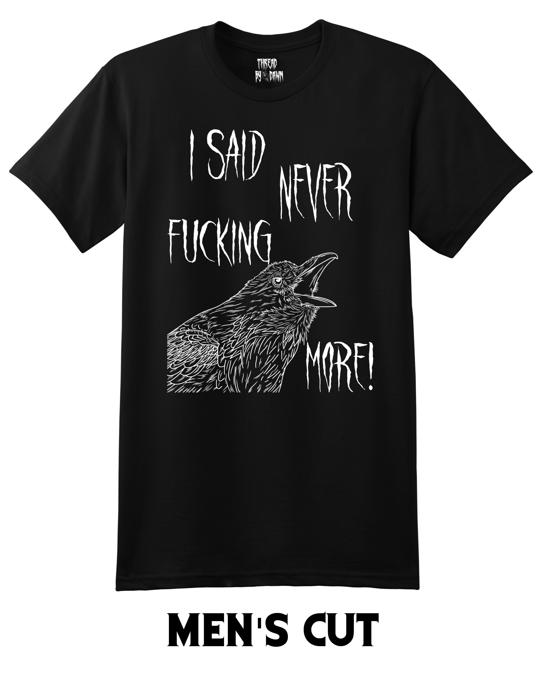 Thread By Dawn - Wholesale Screen Printed T-Shirt - Unisex - Nevermore Edgar Allan Poe Raven T-shirt1