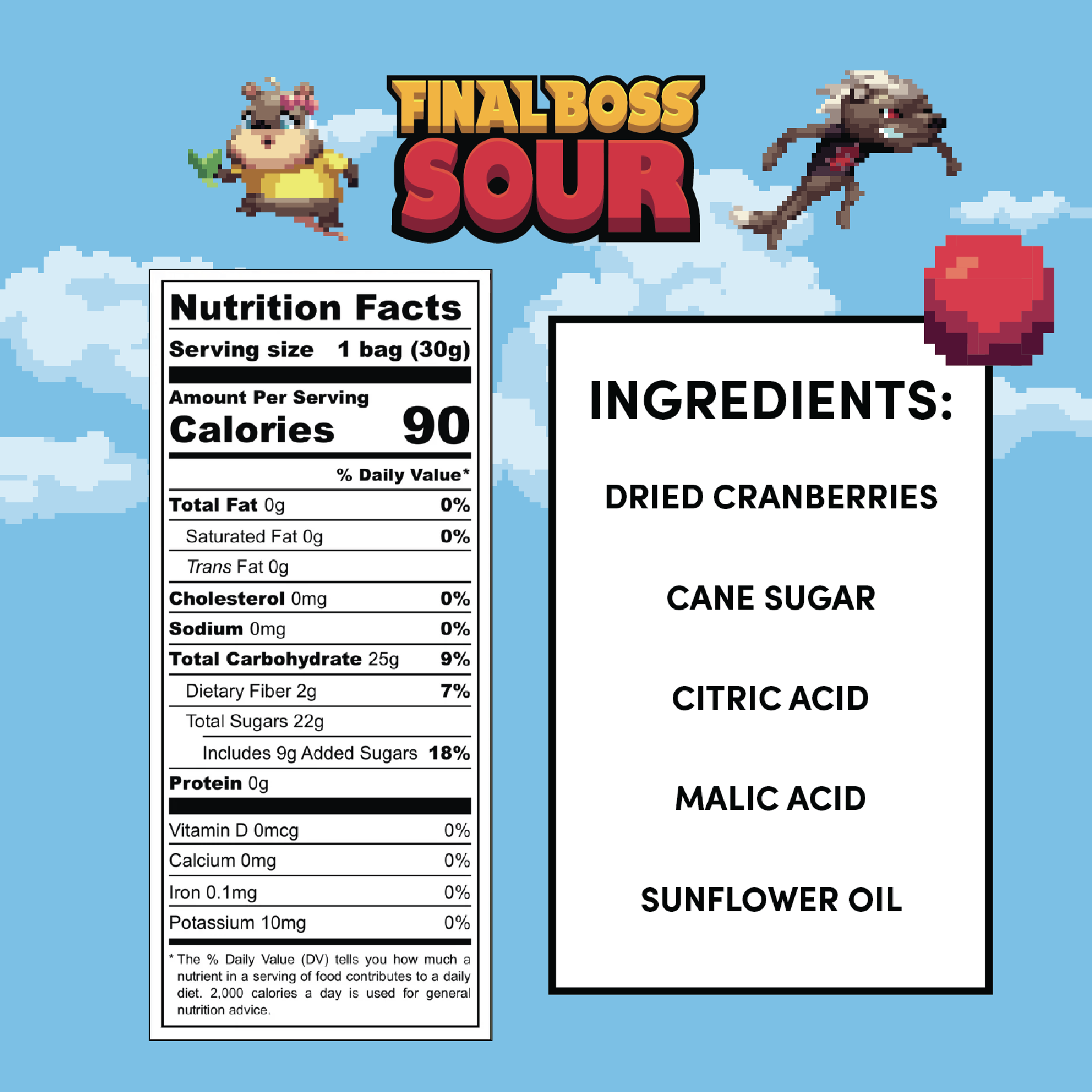 Final Boss Sour - Wholesale Gummy - Level 1 Cranberries (12 pack) Dried Fruit Sour Snack3