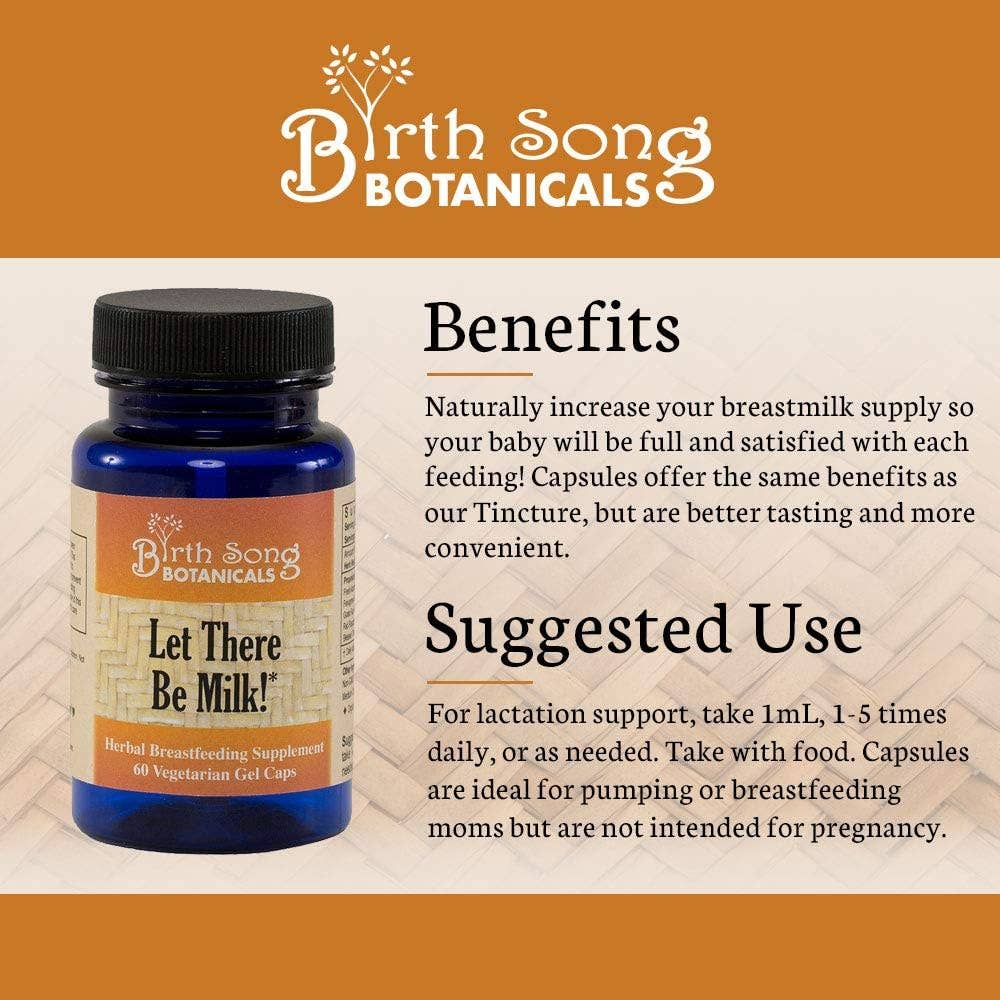 Birth Song Botanicals Co. - Wholesale Oral Supplement/Vitamin - Let There Be Milk! Liquid Herbal Breastfeeding Capsules 60 Ct.4