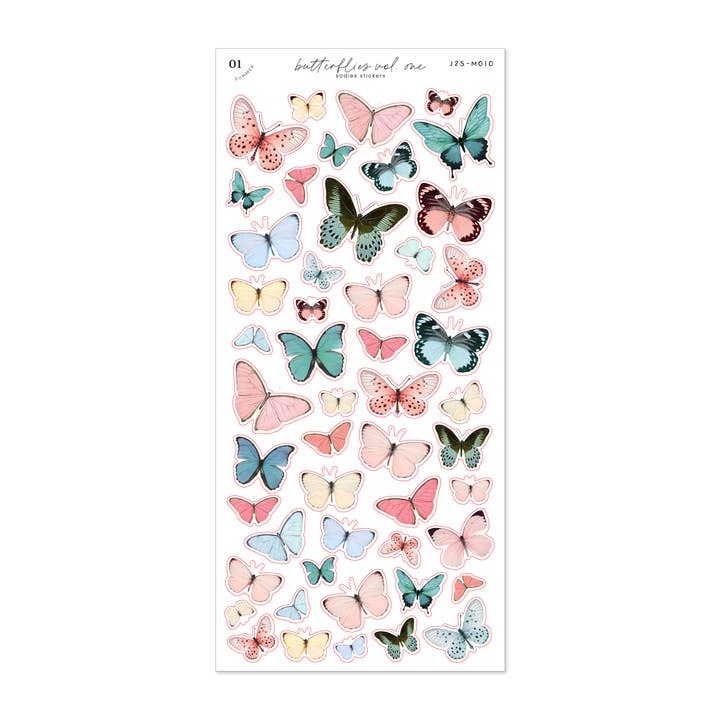 Mariposas de Verano I • Hoja de Pegatinas para Diario para venta al por mayor de Sadie's Stickers