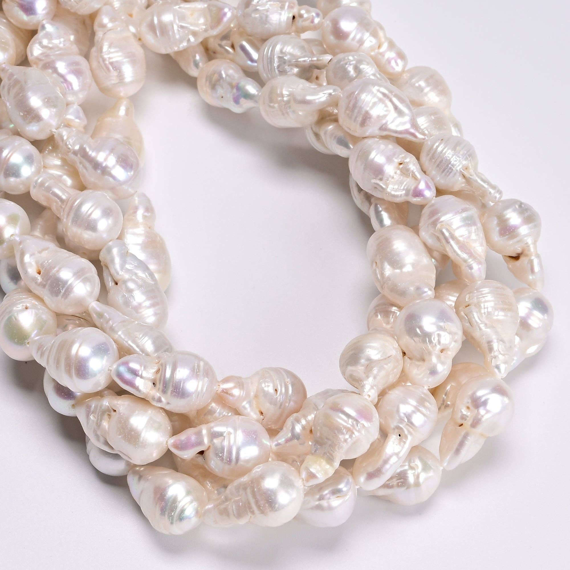 CRCBEADS - Wholesale Beads - Natural White Fresh Water Pearl Baroque Shape Beads 12-14x14-18mm 15.5" Strand1