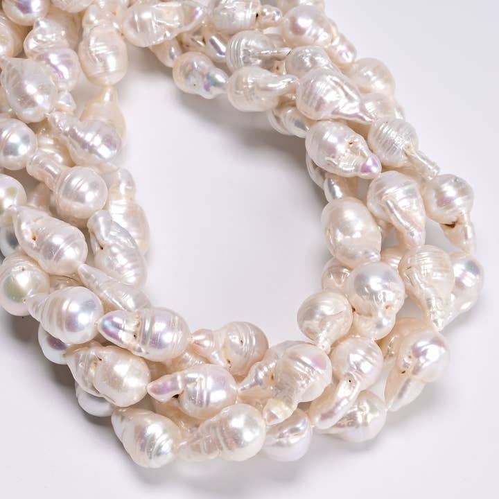 CRCBEADS - Wholesale Beads - Natural White Fresh Water Pearl Baroque Shape Beads 12-14x14-18mm 15.5" Strand1