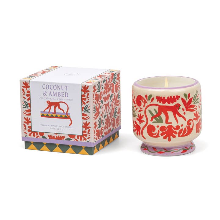 Designworks Collective - Wholesale Jar/Filled Candle - Paddywax A Dopo Jungle Ceramic Candle - Coconut & Amber0