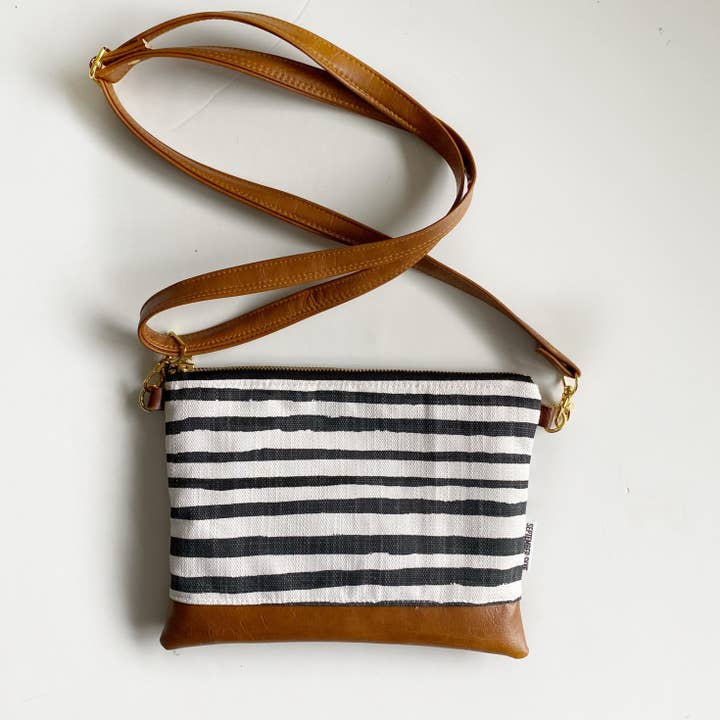 Small crossbody bag in horizon shadow stripe for wholesale by September Skye Bags & Accessories