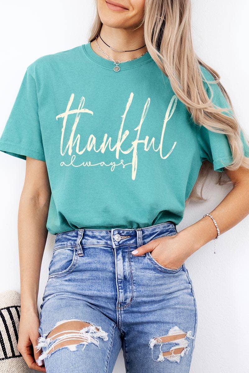 COLORBEAR - Wholesale T-Shirt (Graphic) - Women's - Thankful Graphic Garment Dyed Tee12