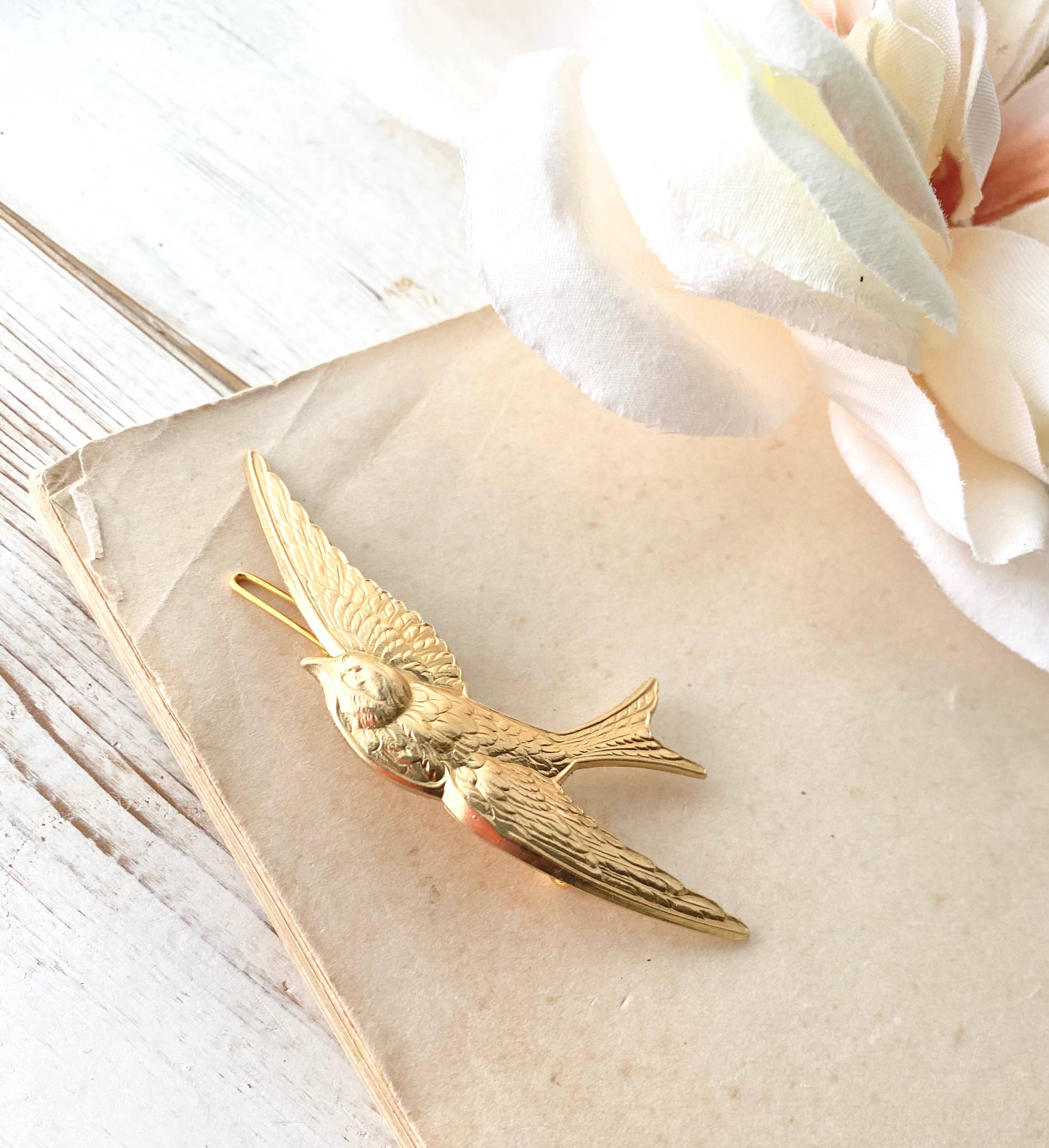 Red Truck Designs - Wholesale Hair Clip - Women's - Gold Bird Barrette Hair Clip Bird Hair Pin Garden Wedding4