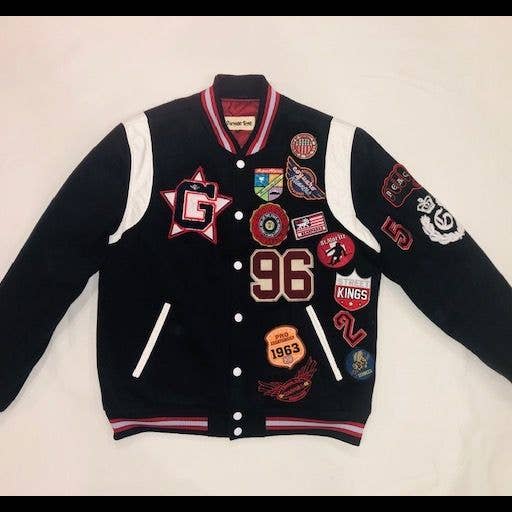 VINTAGE RAG BLACK PATTERNED VARSITY for wholesale by The Lud