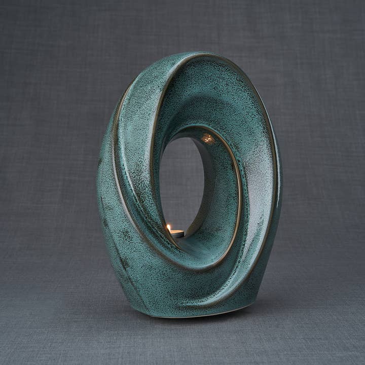 Pulvis Art Urns - Wholesale Urn - Cremation Urn "The Passage" - Large | Oily Green Melange1