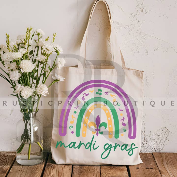 Borsa Tote di Mardi Gras Borsa Tote in Cotone Canvas di Mardi Gras per la vendita all'ingrosso da parte di RusticPrintStudio