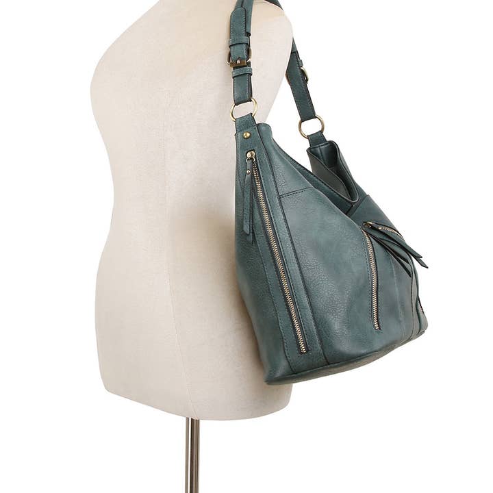 Handbag Factory Corp - Wholesale Shoulder Bag - Women's - Trendy design two front zipper hobo shoulder bag