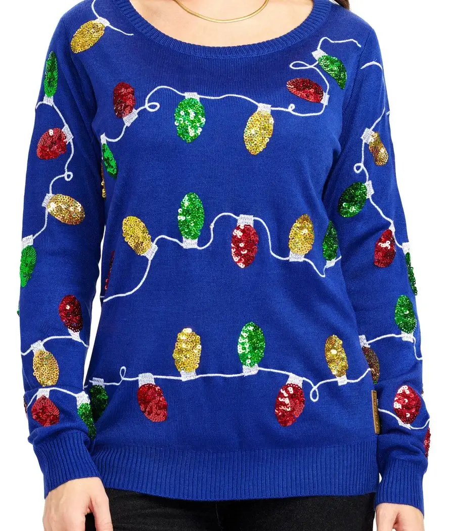 Tipsy Elves - Vendita all'ingrosso Maglione tricot - Donna - Maglione con Paillettes Luci di Natale - Top Carino per le Feste da Donna2