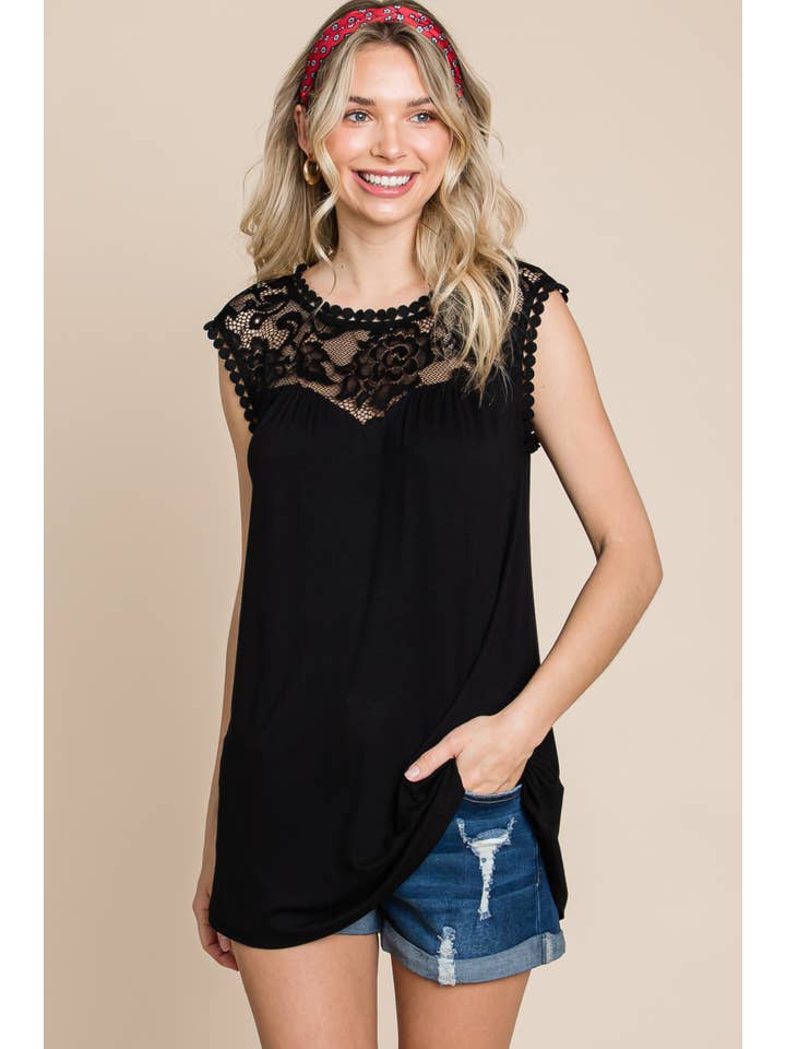 Emerald Collection – wholesale Tunic – Women’s – ETK-8814 Solid Top with Lace Contrast Neckline4