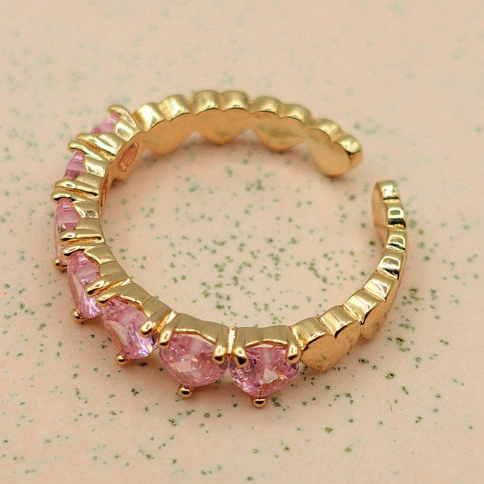 Daemon srls - Wholesale Multi-Stone Ring - JENNY- cuori orizzontali ~ ANELLO REGOLABILE con cubic zirconia a forma di cuore5