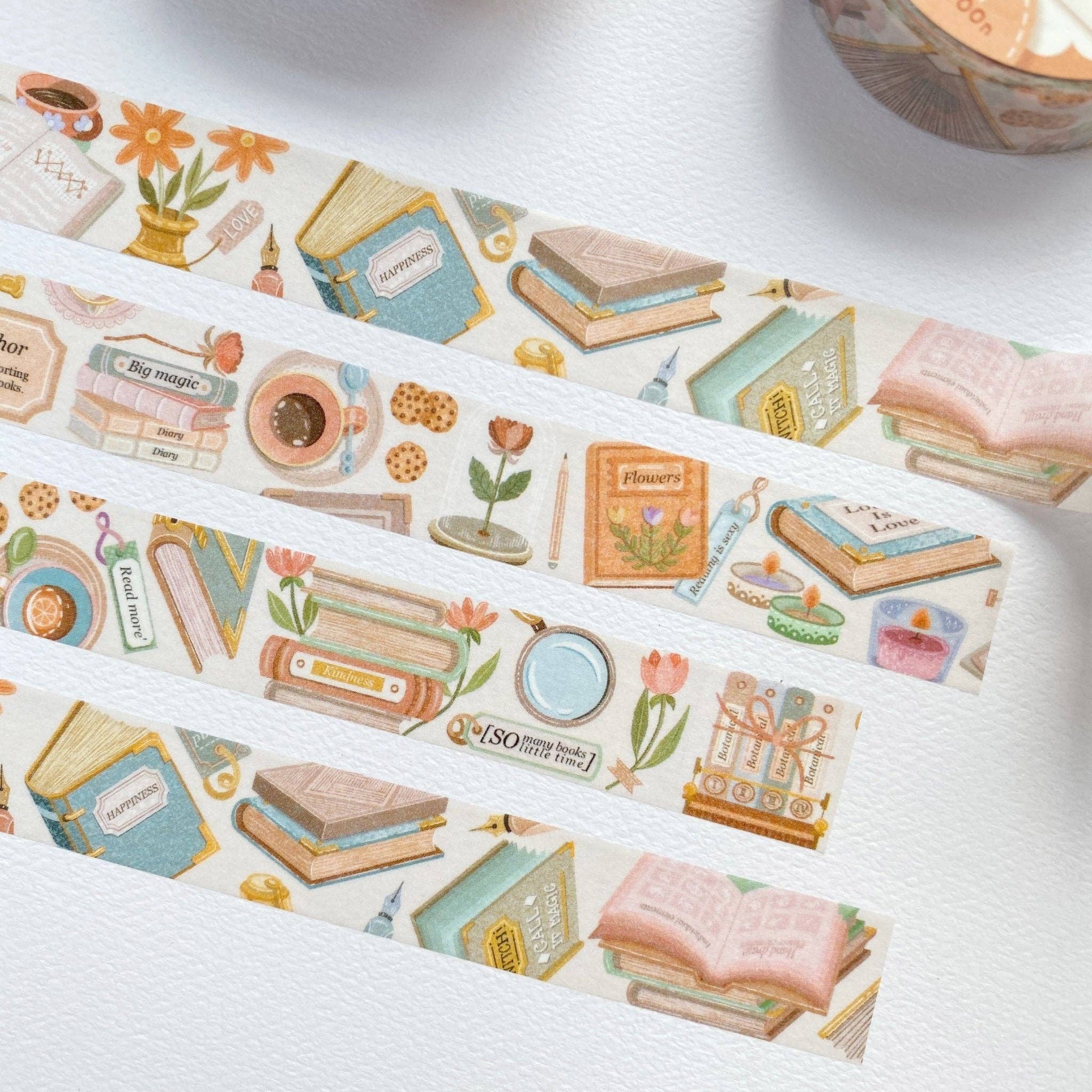 Lettoon - Vente Rubans adhésifs Washi - Washi tape motif livre, café et biscuits3