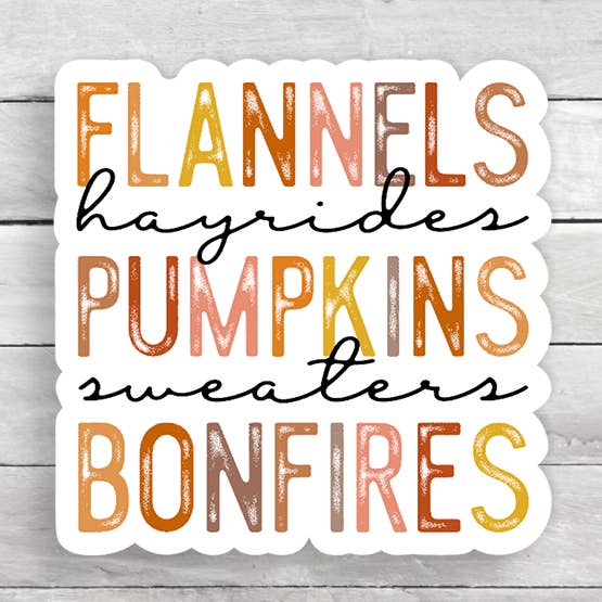 Flannels Pumpkins Vinyl Sticker for wholesale by Expression Design Co