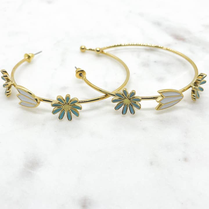 Brincos de Argola Pop - Azul/Verde por atacado de QuayL Designs