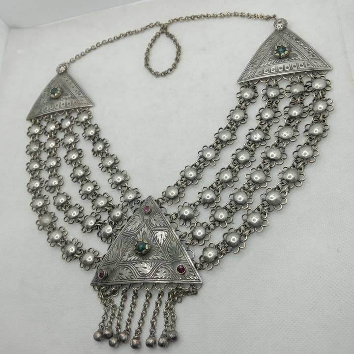 vintarust - Wholesale Bib Necklace - Ethnic Multilayers Bib Necklace, Tribal Boho Kuchi Necklace2