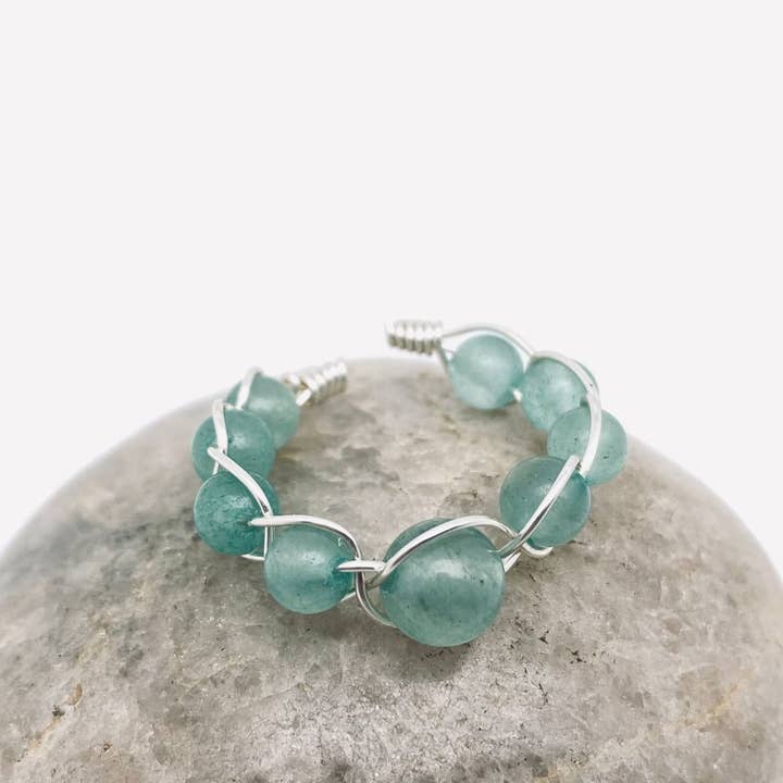 Mio Queena - Wholesale Cocktail/Statement Ring - Copper Wire Hand-woven Natural Stone Adjustable Ring27