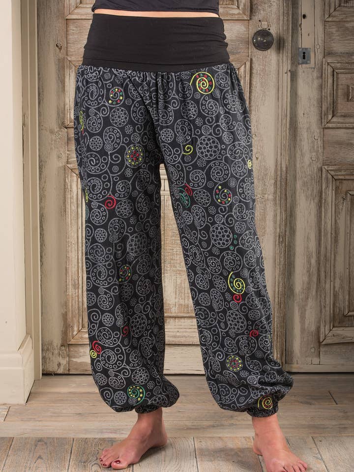 Pantalón harén de punto de algodón bordado para venta al por mayor de Namaste