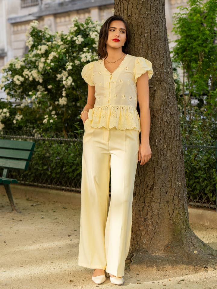 LULUMARY - Wholesale Button Down Shirt - Women's - Embroidered shirt CH3645