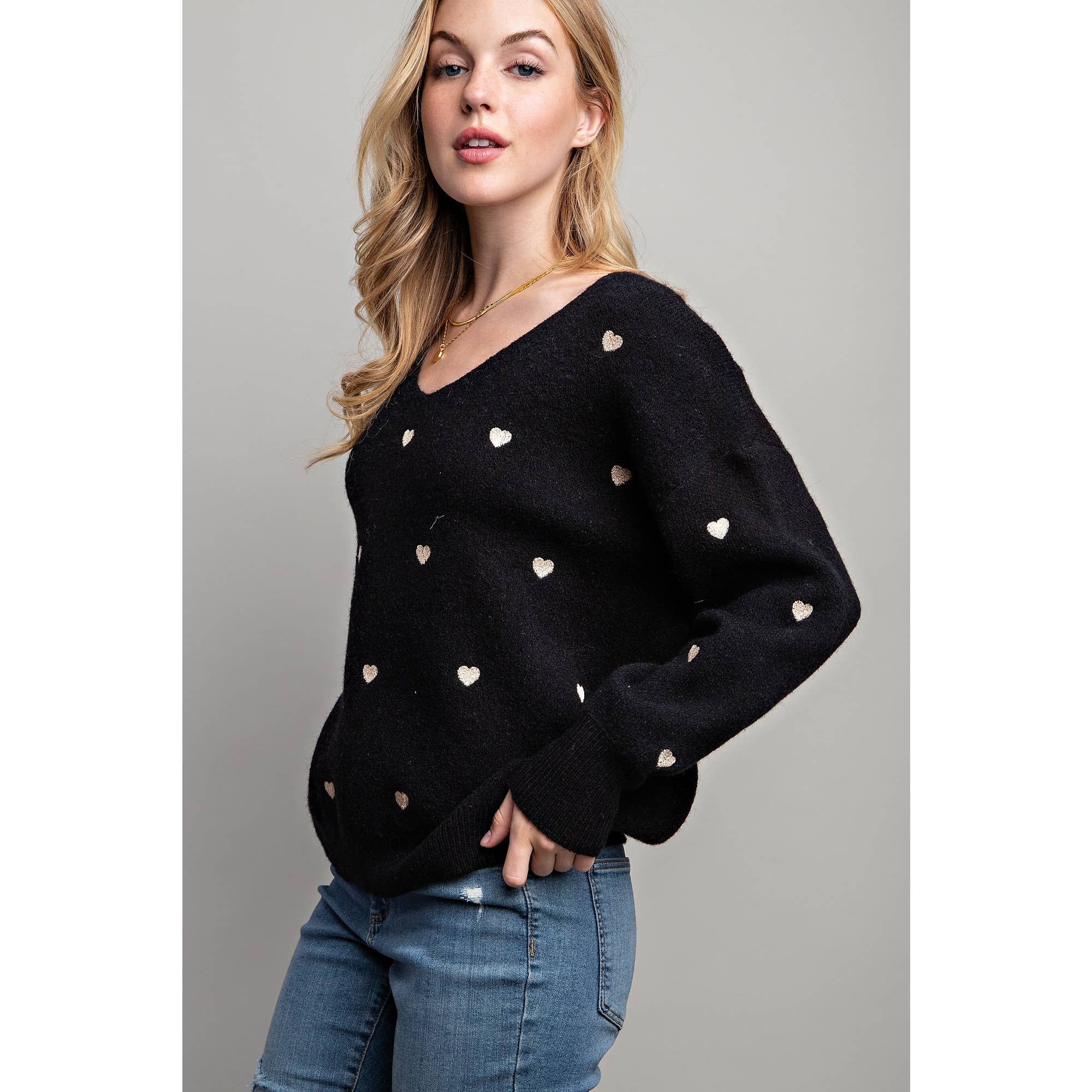 Sweet Generis - Wholesale Knit Sweater - Women's - HEART PATTERN BOXY KNIT PULLOVER SWEATER36