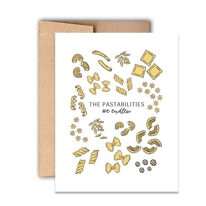 The Pastabilites Are Endless Letterpress Card for wholesale by Stack Paper Press