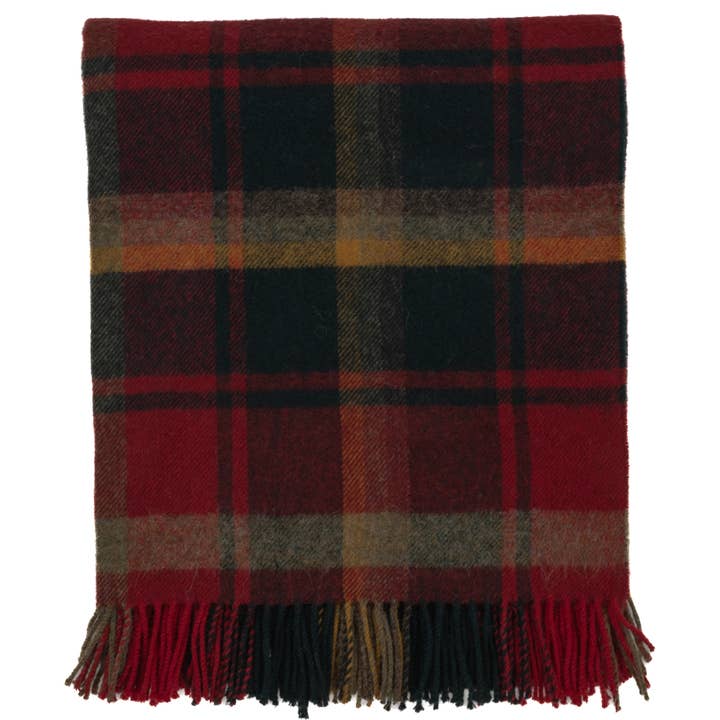 Prince of Scots – Großhandel Überwurfdecke – Highland Tweeds Shetland Lammwolldecke, Dunkles Ahornholz5