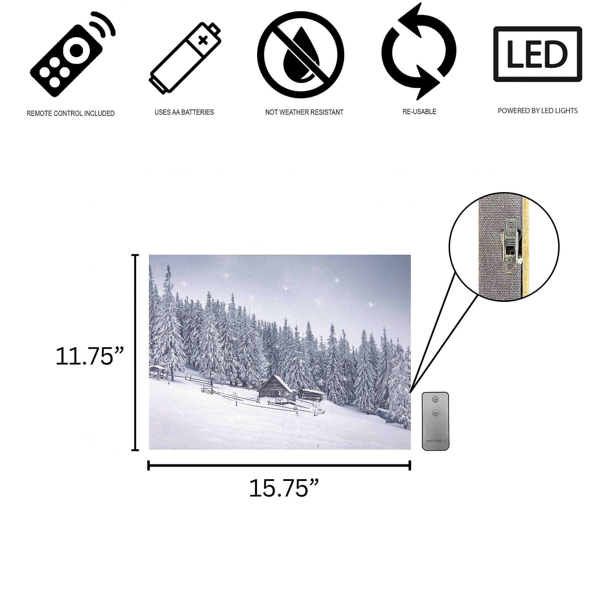 LumaBase - Wholesale Christmas Wall Art - Battery-Operated Lighted Wall Art - Snowy Cabin6