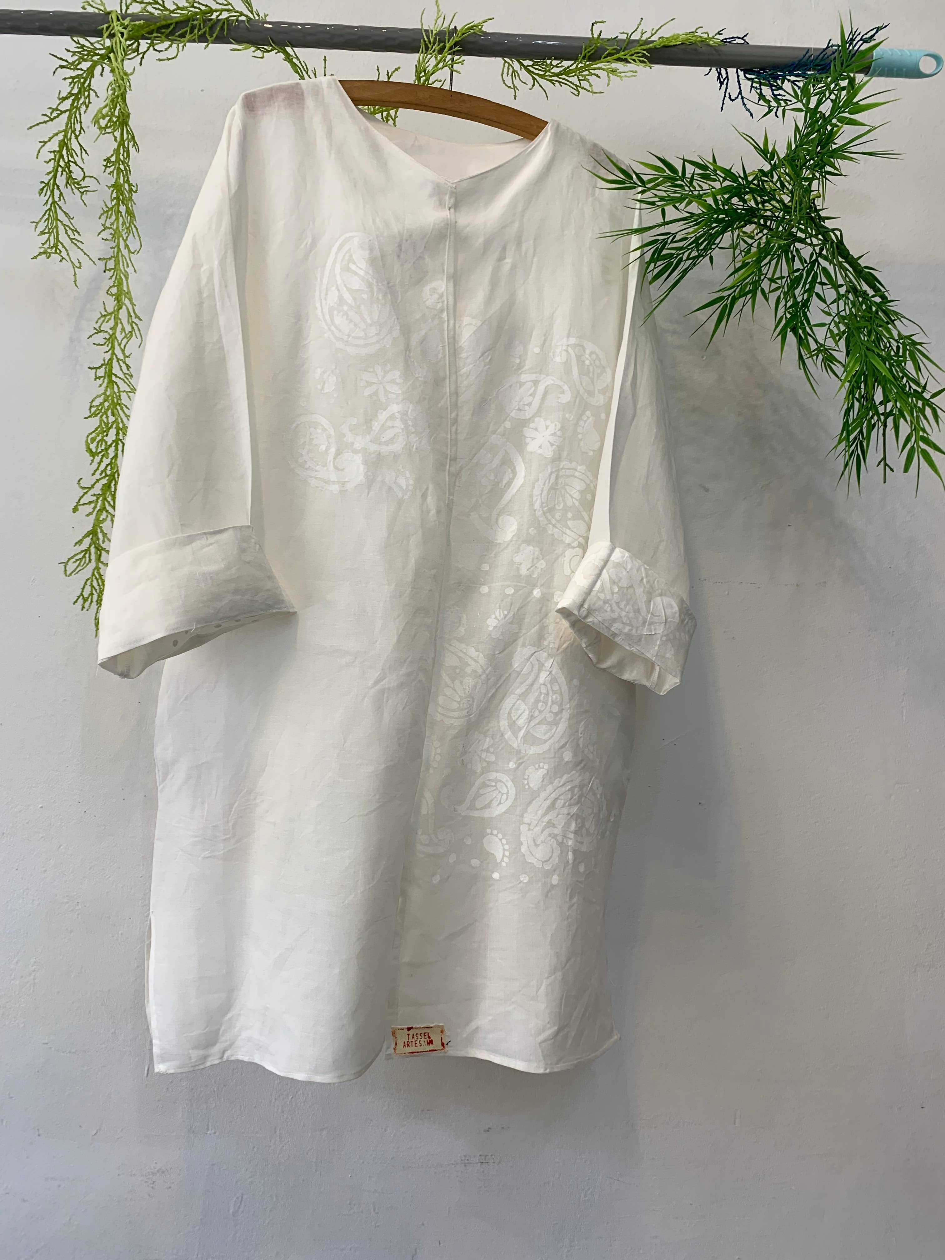 Tasselartesana - Wholesale Kaftan - Women's - Mediterranean linen CAFTAN, with handmade serigraphy 24
