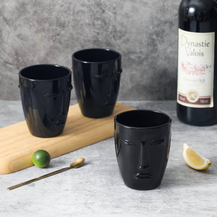 Everest Global - Wholesale Drinking glass/cup - Human Face Black/White Tumbler set of 62